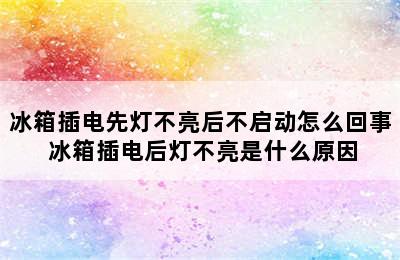 冰箱插电先灯不亮后不启动怎么回事 冰箱插电后灯不亮是什么原因